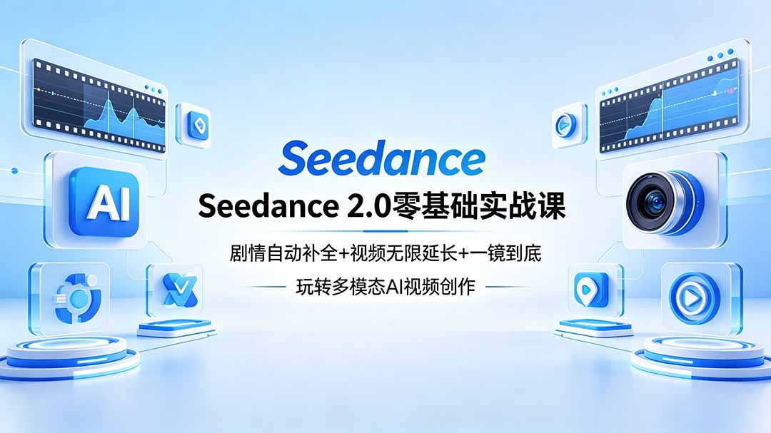 Seedance 2.0零基础实战课：剧情自动补全+视频无限延长+一镜到底：玩转多模态AI视频创作-财阁
