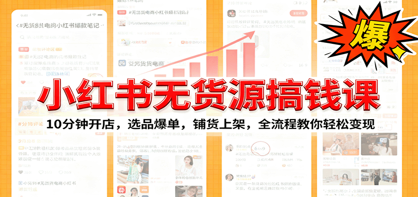 小红书无货源爆单课：10分钟开店，选品爆单，铺货上架，全流程教你轻松变现-财阁