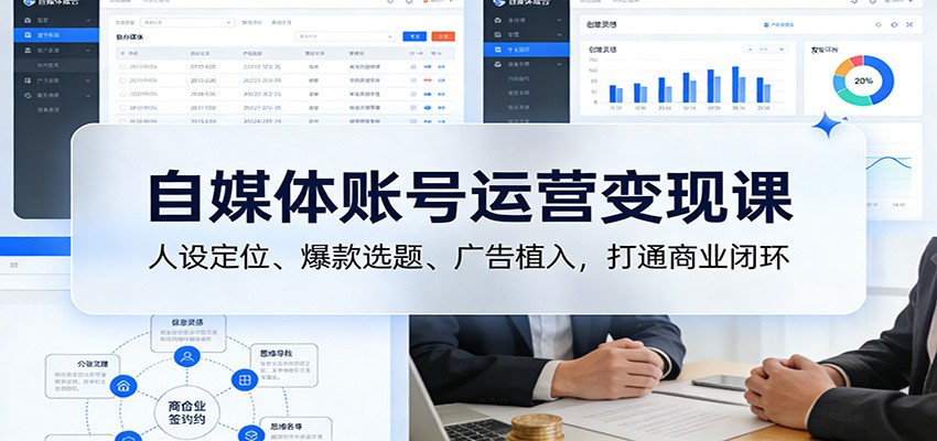 自媒体账号运营变现课：人设定位、爆款选题、广告植入，打通商业闭环-财阁