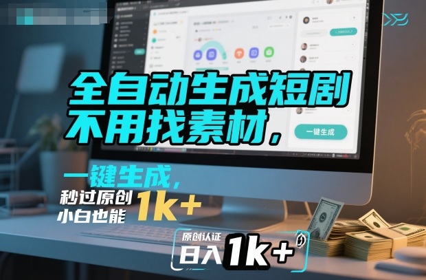 全自动生成短剧，不用找素材，不用剪辑，一键生成，秒过原创，小白也能轻松日入1k+【揭秘】-财阁