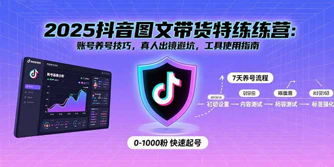 2025抖音图文带货特练营：账号养号技巧，真人出镜避坑，工具使用指南-财阁