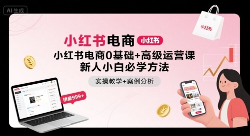 小红书电商0基础+高级运营课，新人小白必学方法，实操教学+案例分析-财阁