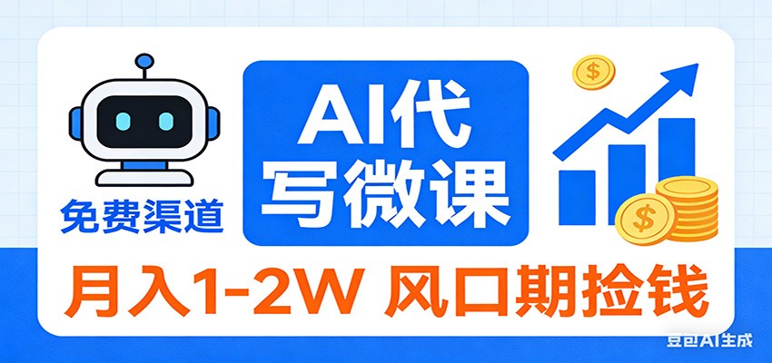 2026告别打工！AI 代写微课，提供免费渠道，月入 1-2W 风口期捡钱-财阁