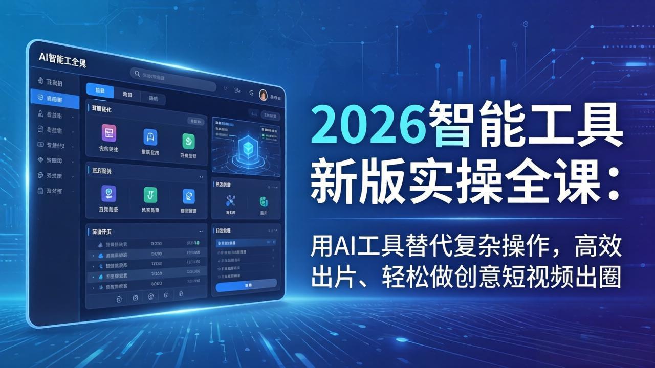 2026智能工具新版实操全课：用AI工具替代复杂操作，高效出片、轻松做创意短视频出圈-财阁