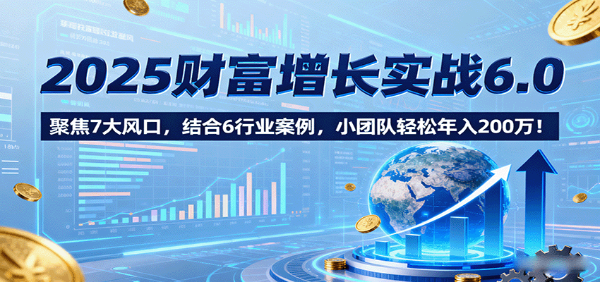 2025财富增长实战6.0，聚焦7大风口，结合6行业案例，小团队轻松年入200万！-财阁