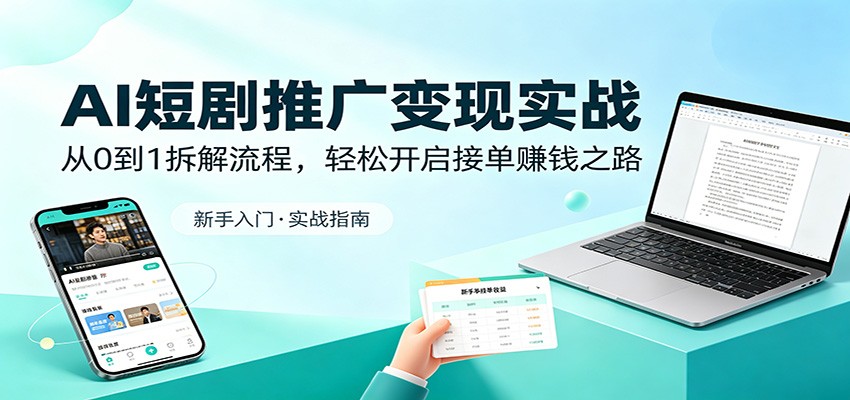 AI短剧推广变现实战：从0到1拆解流程，轻松开启接单赚钱之路-财阁