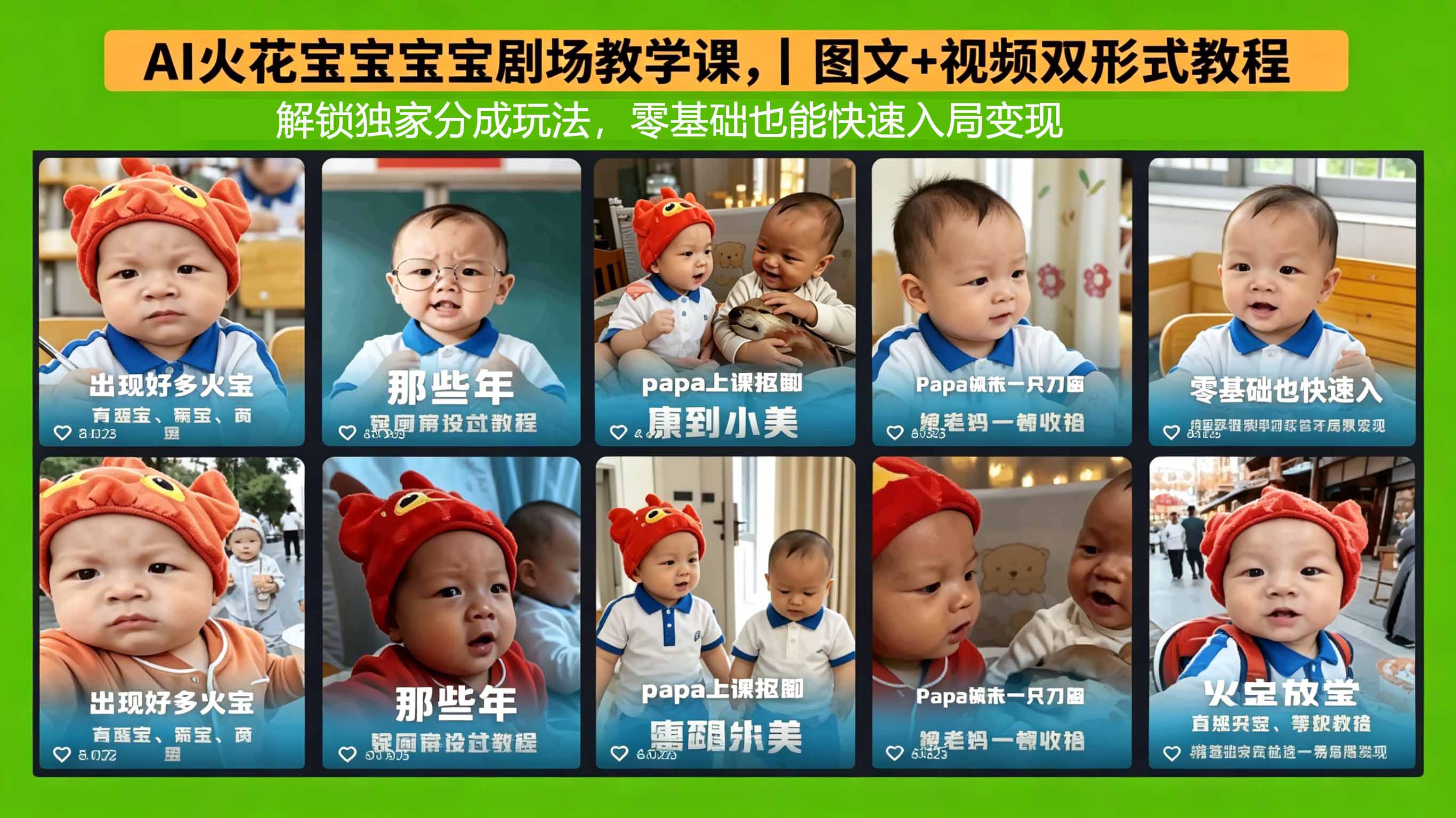 AI火花宝宝宝宝剧场教学课，图文+视频双形式教程，解锁独家分成玩法，零基础也能快速入局变现-财阁