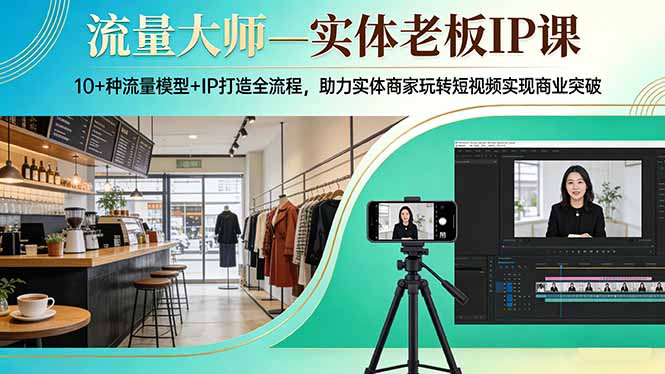 流量大师—实体老板IP课：10+种流量模型+IP打造全流程，助力实体商家玩转短视频实现商业突破-财阁