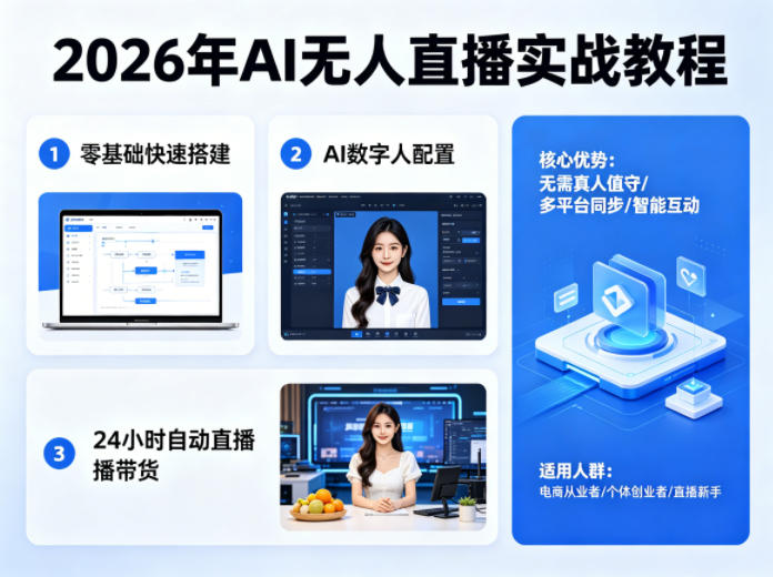 2026年AI无人直播实战教程，零基础也能快速搭建AI数字人无人直播间，实现24小时自动直播带货-财阁