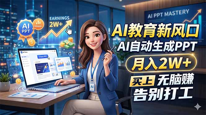 AI教育新风口，AI自动生成PPT，月入2W+，无脑赚，告别打工-财阁