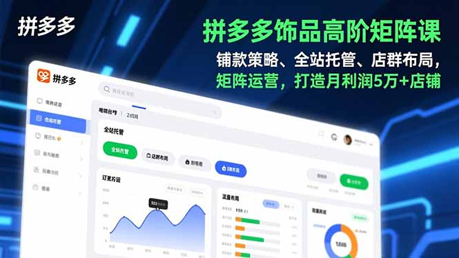 拼多多饰品高阶矩阵课，铺款策略、全站托管、店群布局，矩阵运营，打造月利润5万+店铺-财阁