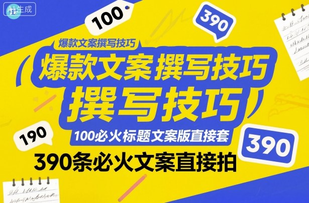 爆款文案撰写技巧，100个必火标题文案模版直接套，390条必火文案直接拍-财阁