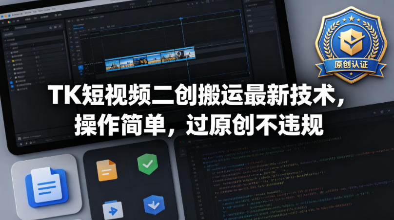 TK短视频二创搬运最新技术，操作简单，过原创不违规-财阁