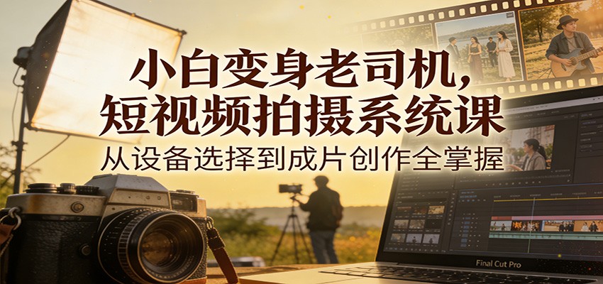 小白变身老司机，短视频拍摄系统课，从设备选择到成片创作全掌握-财阁