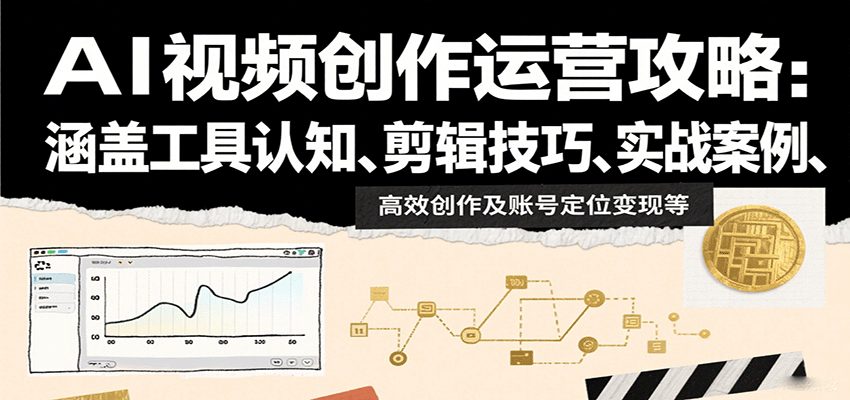 AI视频创作运营攻略：涵盖工具认知、剪辑技巧、实战案例、高效创作及账号定位变现等-财阁