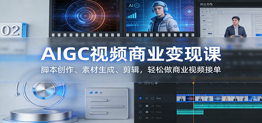AIGC视频商业变现课：脚本创作、素材生成、剪辑，轻松做商业视频接单-财阁