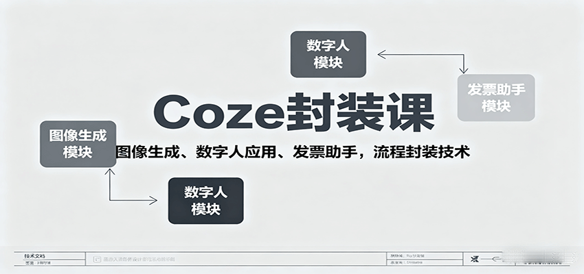 Coze封装课，图像生成、数字人应用、发票助手，流程封装技术-财阁