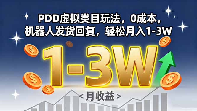 PDD虚拟类目玩法，0成本，机器人发货回复，轻松月入1-3W-财阁
