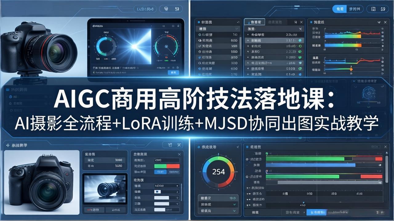 AIGC商用高阶技法落地课：AI摄影全流程+LoRA训练+MJSD协同出图实战教学-财阁
