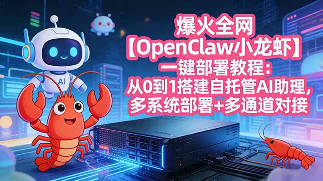 爆火全网【OpenClaw 小龙虾】一键部署教程：从0到1搭建自托管AI助理，多系统部署+多通道对接-财阁