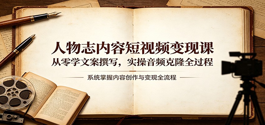 人物志内容短视频变现课：从零学文案撰写，实操音频克隆全过程-财阁
