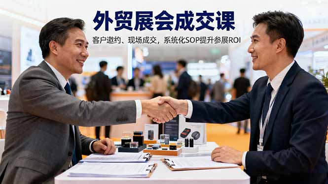 外贸展会成交课，含目标制定、客户邀约、现场成交，系统化SOP提升参展ROI-财阁