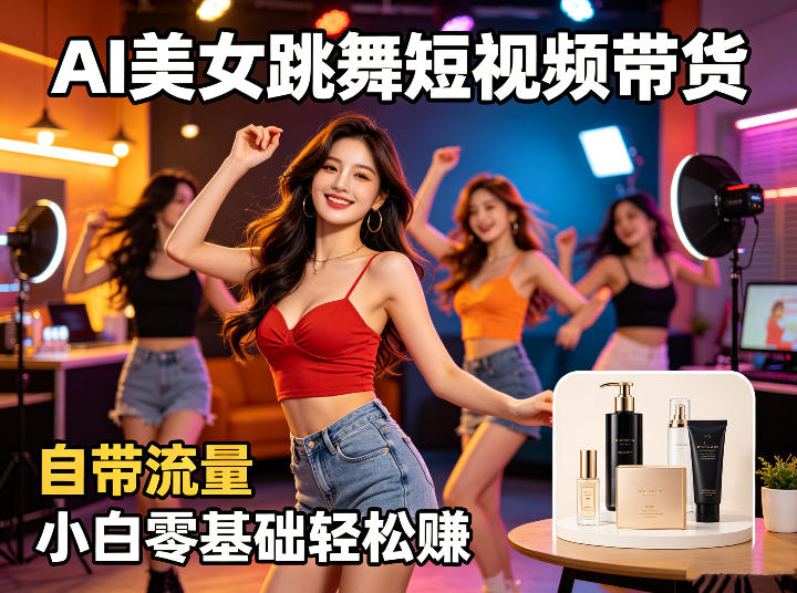 AI美女跳舞短视频带货：自带流量，小白零基础轻松賺，详细拆解-财阁