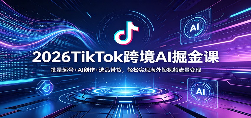 2026TikTok跨境AI掘金课：批量起号+AI创作+选品带货，轻松实现海外短视频流量变现-财阁