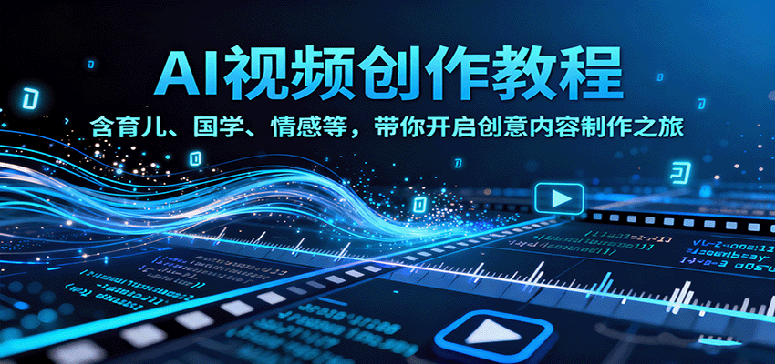 AI视频创富课，含育儿、国学、情感等，带你开启创意内容制作之旅-财阁