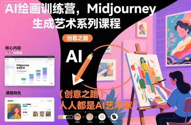AI绘画训练营，Midjourney生成艺术系列课程，人人都是AI艺术家-财阁