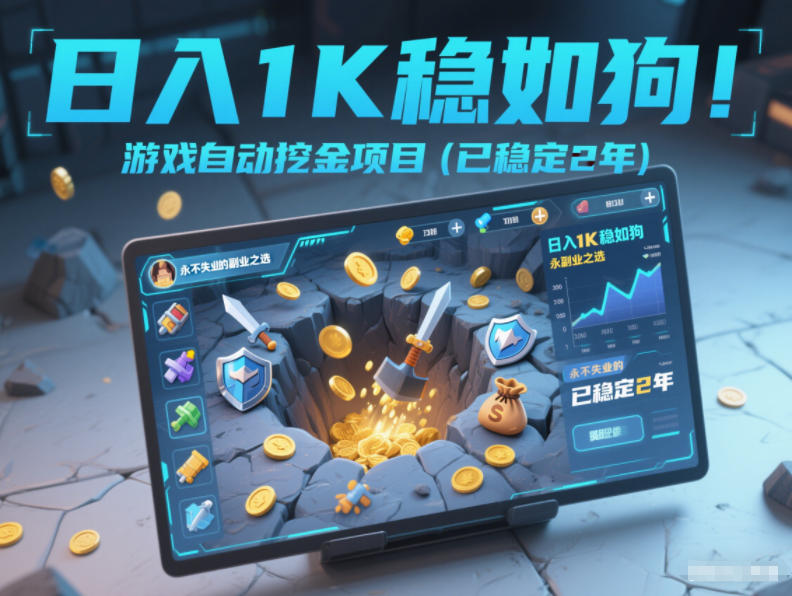 日入1K稳如狗！游戏自动挖金项目(已稳定2年)，永不失业的副业之选【揭秘】-财阁