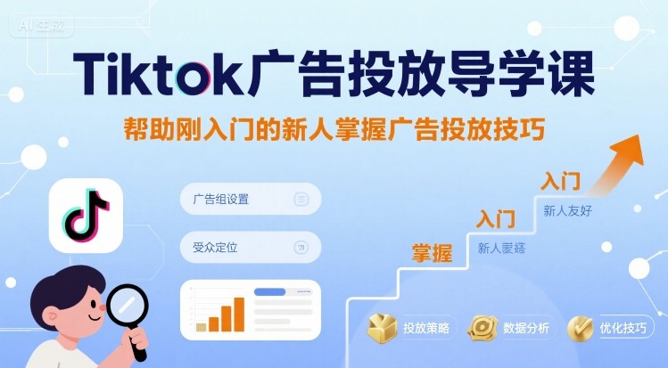 Tiktok广告投放导学课，帮助刚入门的新人掌握广告投放技巧-财阁