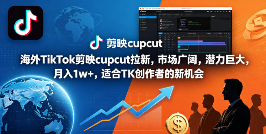 海外TikTok剪映cupcut拉新，市场广阔，潜力巨大，月入1w+，适合TK创作者的新机会-财阁