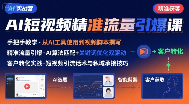 AI+短视频引爆精准客户实战营，手把手教你引爆Ai短视频精准流量-财阁