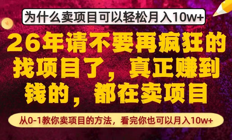 为什么真正賺到钱的都在卖项目，从0-1教你卖项目的方法，看完你也可以月入10w+【揭秘】-财阁
