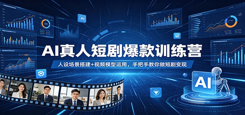 AI真人短剧爆款训练营：人设场景搭建+视频模型运用，手把手教你做短剧变现-财阁