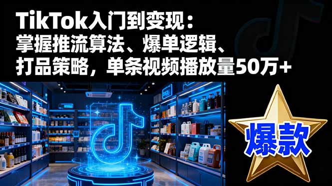 TikTok入门到变现：掌握推流算法、爆单逻辑、打品策略，单条视频播放量50w-财阁
