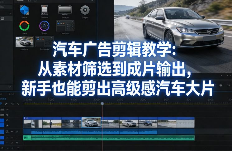 汽车广告剪辑教学：从素材筛选到成片输出，新手也能剪出高级感汽车大片-财阁