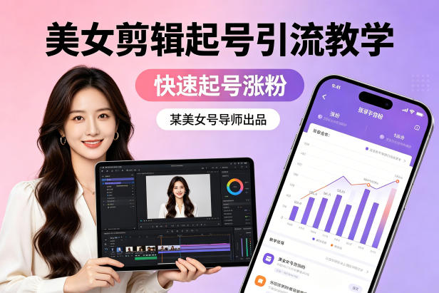 某美女号导师出品：美女剪辑起号引流教学，快速起号涨粉-财阁